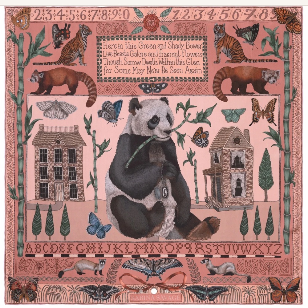 Sabina Savage Butterfly Panda silk scarf